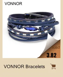 Vonnor Jewelry Витые браслеты для Для женщин женские кожаные Браслеты с красочными Бусины и бисер магнит застежка Браслеты