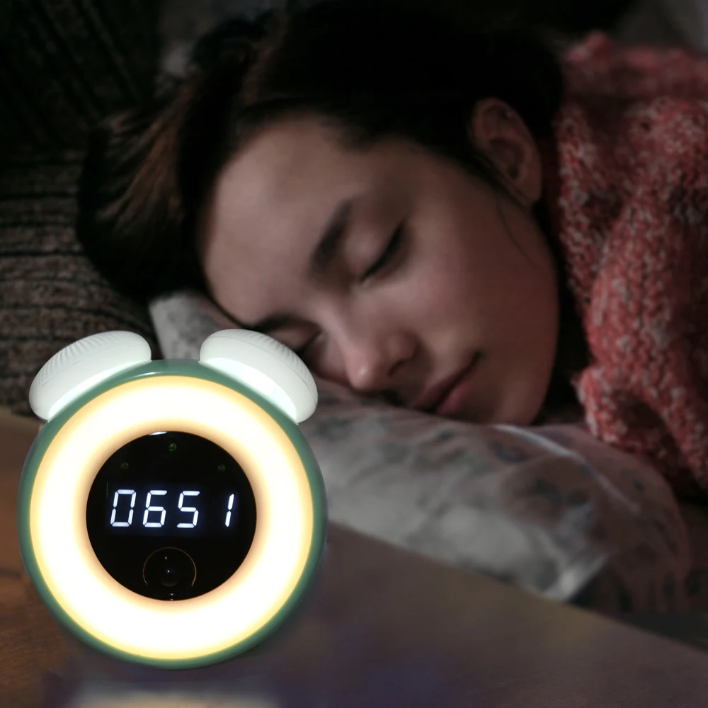 

2018 Premium Intelligent Sensor Mushroom Shaped LED Night Light Bedside Lamp With Digital Alarm Clock