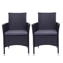 2pcs Single Backrest Chairs Rattan Sofa Set Black home and garden Rattan sofa back chair combination chairs