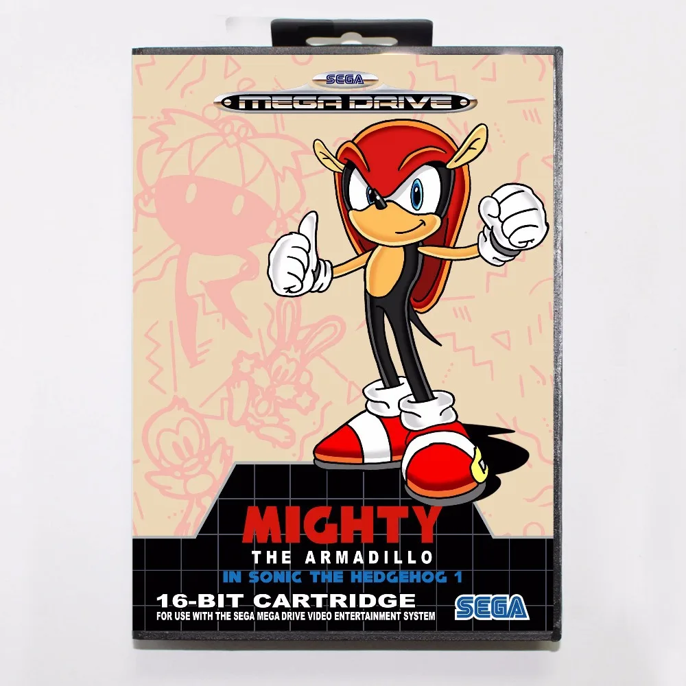 Игровая карта Mighty The Armadillo в Sonic Hedgehog 1 16 bit MD розничной коробке для Sega Megadrive/Genesis|md
