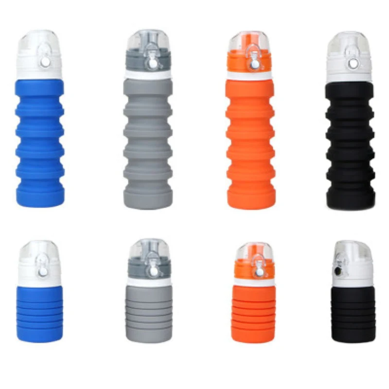 

500ml Creative Silicone Sport Water Bottle Retractable Folding Leak Proof High Quality Tour Outdoor Portable BPA Free Bottle