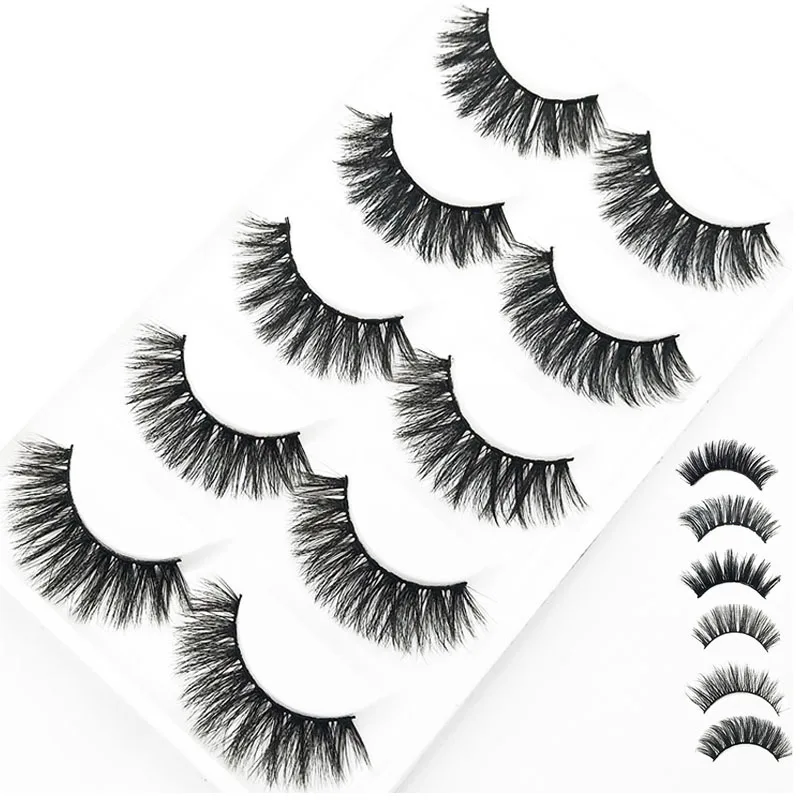 BONNIE CHOICE 5 Pairs Natural False Eyelashes Fake Long Handmade 3D Thick Cross Eyelash Extension Lashes | Красота и здоровье