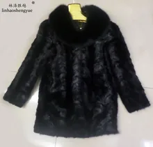 Linhaoshengyue 2014fox collar mink long fur coat