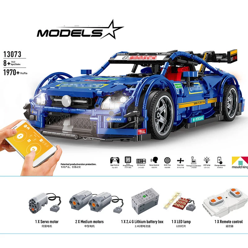 

City Champions RC Blue Racing Car MOC 6687 Sports Car Building Blocks Model set Legoness Technic Boy Adult Children Toys Gift