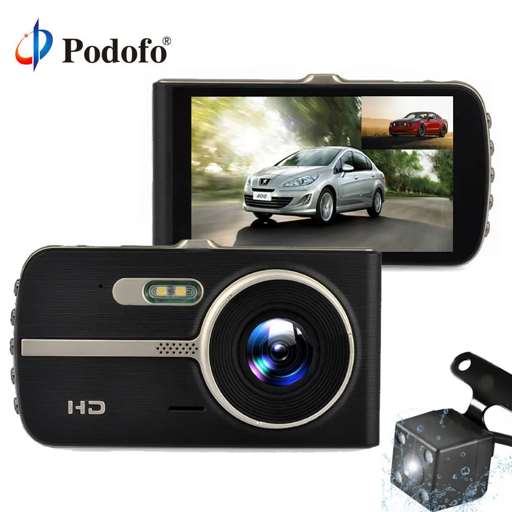 

Podofo Dual Cameras Car DVR 4.0" IPS Screen Dash Cam Full HD 1080P Video Recorder Registrator With Backup Rear View Camera Dvrs