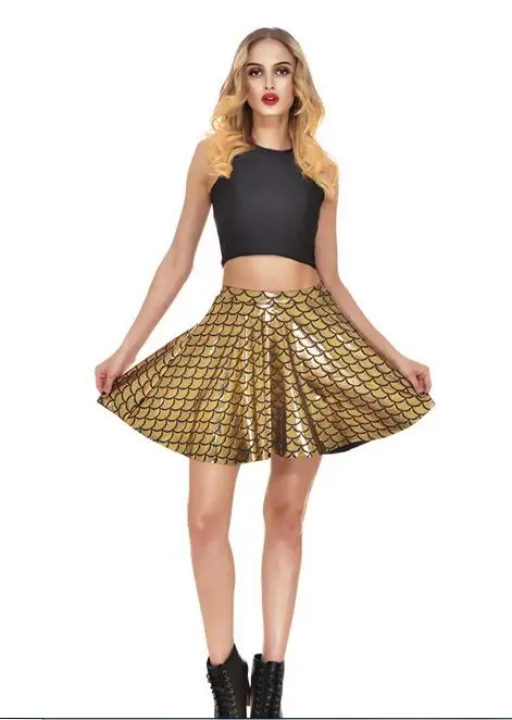 FEDEX 20 шт. Блестящий Русалка рыбы Детские весы эластичный юбка Flared Конькобежец мини-юбка Для женщин рыбы Детские весы печати плиссированные мини-юбка
