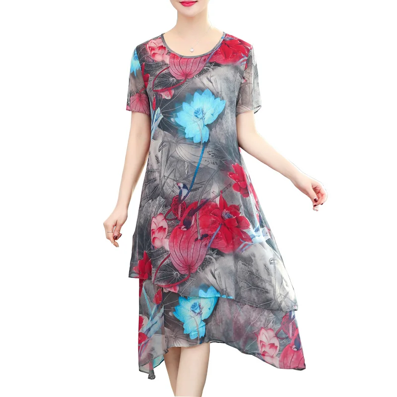 

Summer Dress Women Casual Loose Patchwork Color Dresses Kaftan Short Sleeve Long Shirt Vestidos