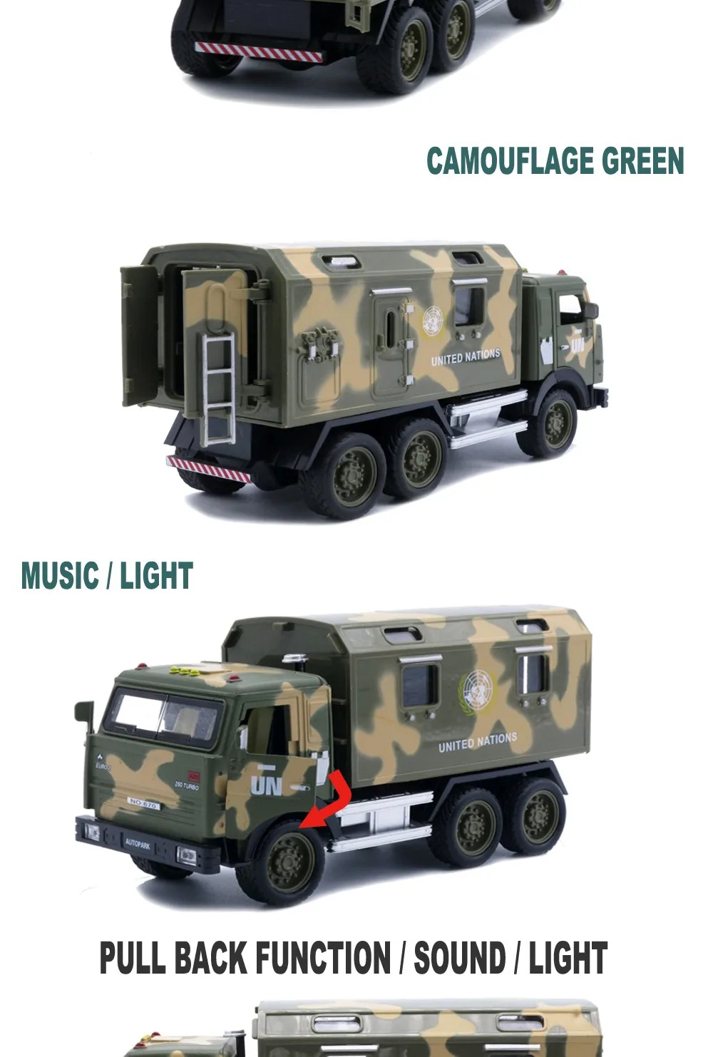 16,5 см КАМАЗа Военная литая под давлением модель грузовика, детский подарок, 1/32 металлические игрушки машины с функцией оттягивания/музыка/светильник/посылка