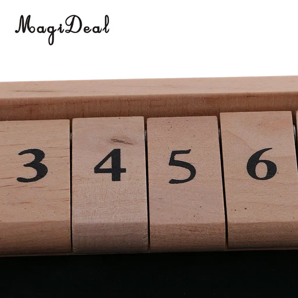 MagiDeal Wooden Number Drinking Game Board Game Shut The Box Set With Dices Bar Cafe Family Party Wine Indoor Home Entertainment