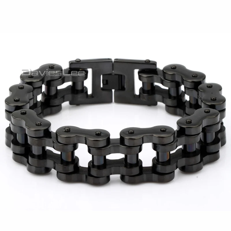 Davieslee כבדה Biker אופנוע צמיד שרשרת Mens 316L נירוסטה כסף טון זהב שחור 14/19/23 מ