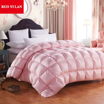 Winter Duck/Goose Down filler quilted Quilt king queen twin full size Comforter/Blanket/Doona/Duvet white/pink color 100% Cotton