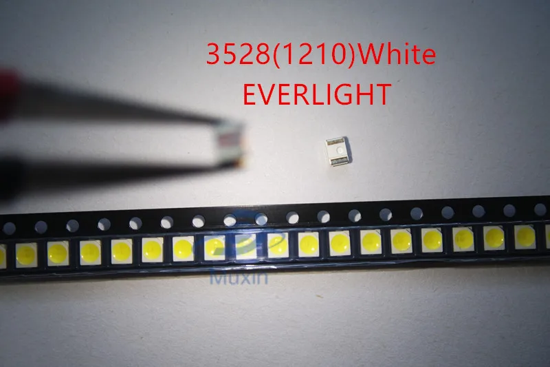 EVERLIGHT 3528 1210 200 шт SMD светодиодный белый золотой линии/медный кронштейн поверхностный светодиод 3528 Светодиодный диодное освещение PLCC-2 чистый белый