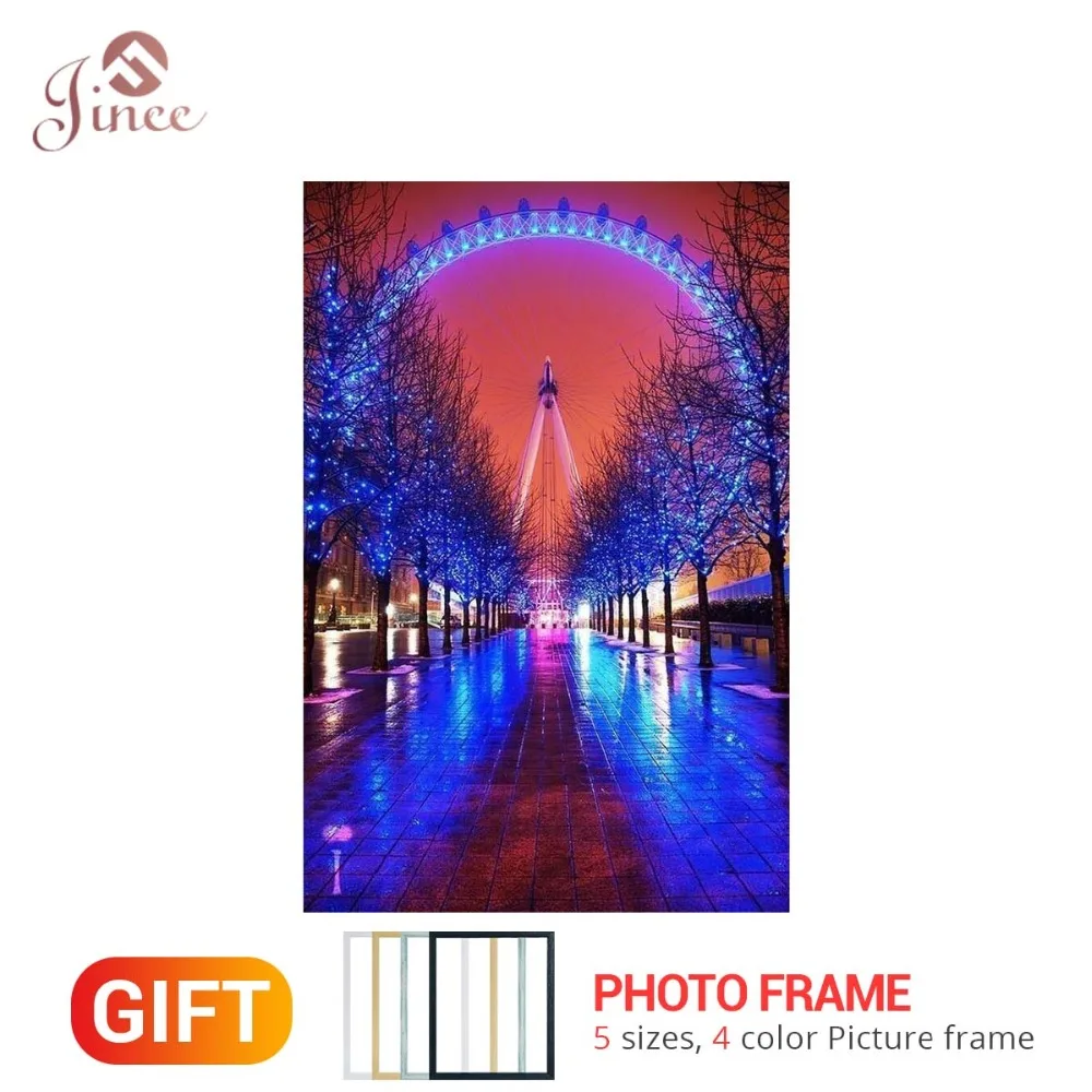 

5D DIY Diamond Painting Full Square/Round Drill "Amusement Park Sky Wheel" Embroidery Cross Stitch Mosaic Home Decor Gift
