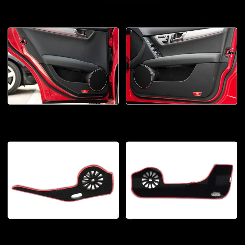 

4pcs Fabric Door Protection Mats Anti-kick Decorative Pads For Benz C-class 2007-2011