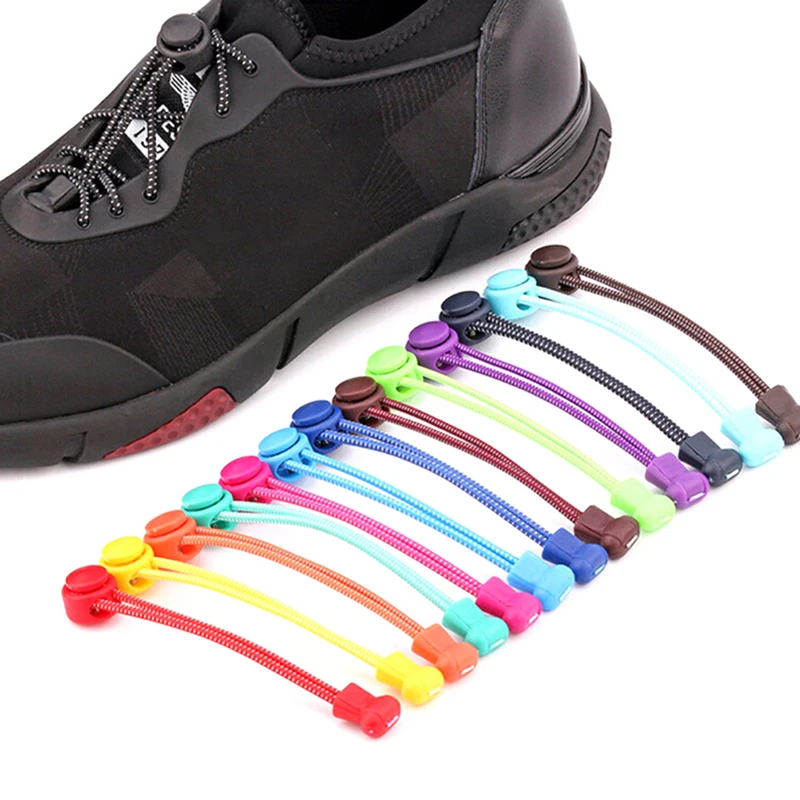 19 colors a pair Of Locking Shoe Laces Elastic Sneaker Shoelaces