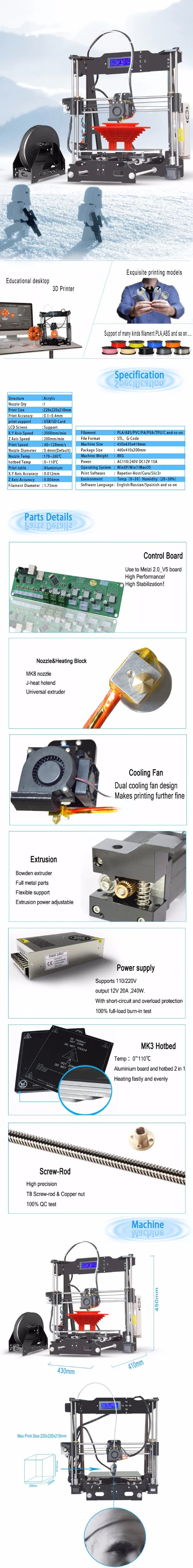 Горячая Tronxy P802E 3d принтер DIY наборы Боуден экструдер MK3 heatbed 3D печать PLA ABS поддерживает автоматическое выравнивание дополнительно 8 Гб SD