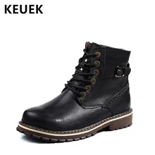 Мужская обувь; ботильоны из натуральной кожи на шнуровке в байкерском стиле; винтажные теплые плюшевые зимние ботинки; ботинки в английском стиле; большие размеры; 02C