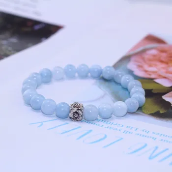 

Fashion 20pcs/lot Lady romantic Hailanbao Natural Stone beads bracelet female Energy Alloy flower accessories Customized Gifts