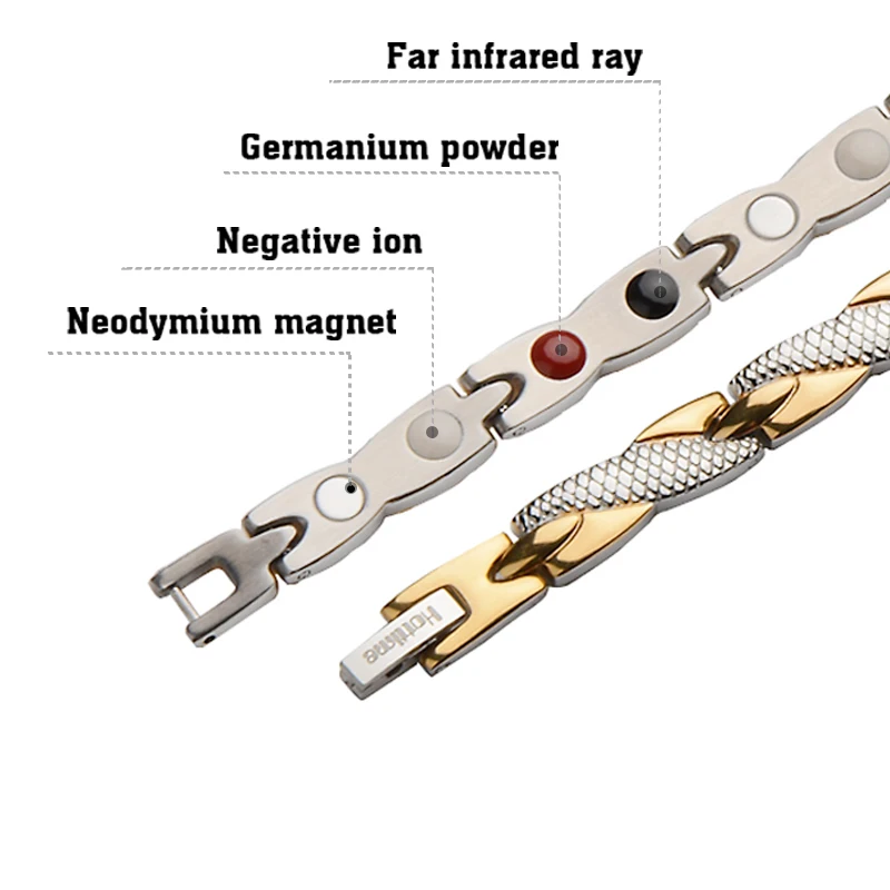 Энергетический Магнитный ионно-германиевый браслет для мужчин, мужские браслеты, браслет из нержавеющей стали, браслет для женщин и мужчин