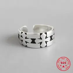 S925 кольцо стерлингового серебра простой ретро старый крест женское серебряное кольцо