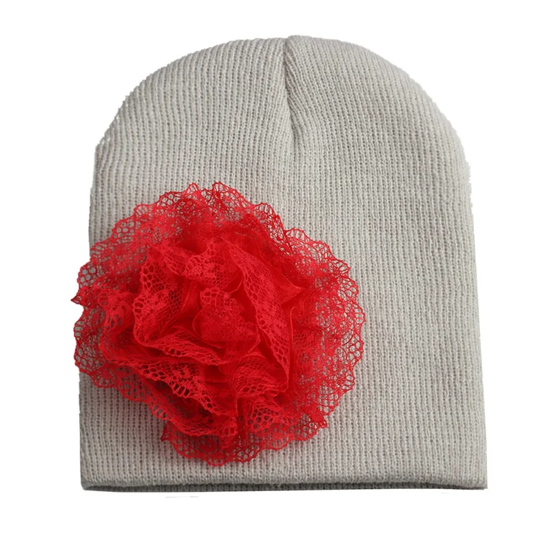 Зимняя и осенняя модная теплая вязаная шапка в европейском и американском стиле с большим цветком для детей