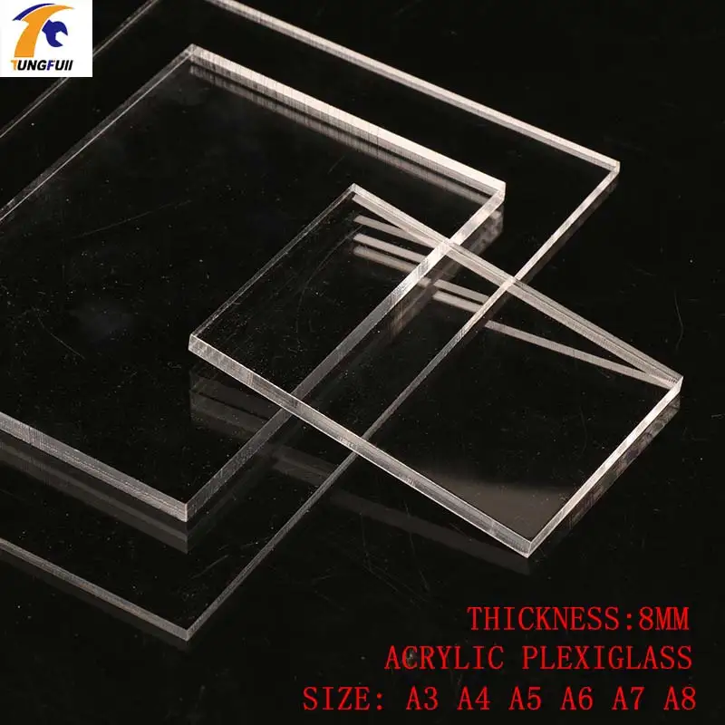TUNGFULL 8mm Thickness Acrylic Sheets A4 A5 A6 A7 A8 Transparent Plastic For Window Decor Sheet Plast Acrylic Plastic Parts 1pcs yt772 acrylic board transparent organic glass diy plastic building model material thickness 1 2 3 5 mm area 10 20cm