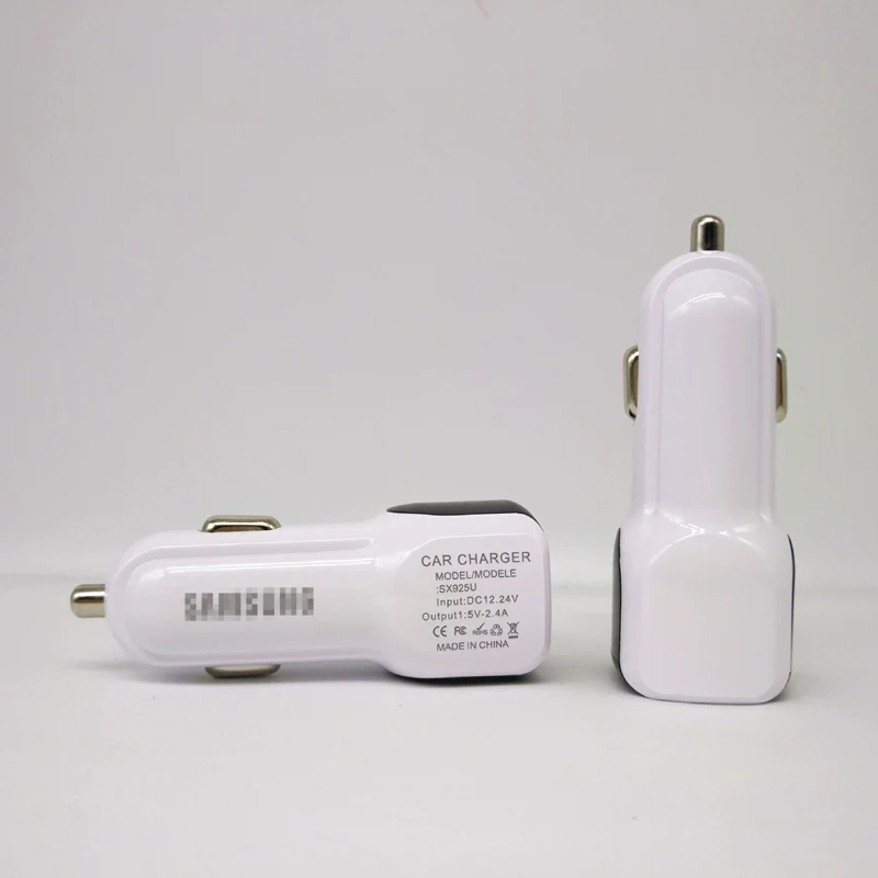 

100PCS/Lot Original Dual 2 USB Car Charger For Samsung iphone HTC Adaptive Fast Car Chargers 5V2.4A with retail box Free DHL