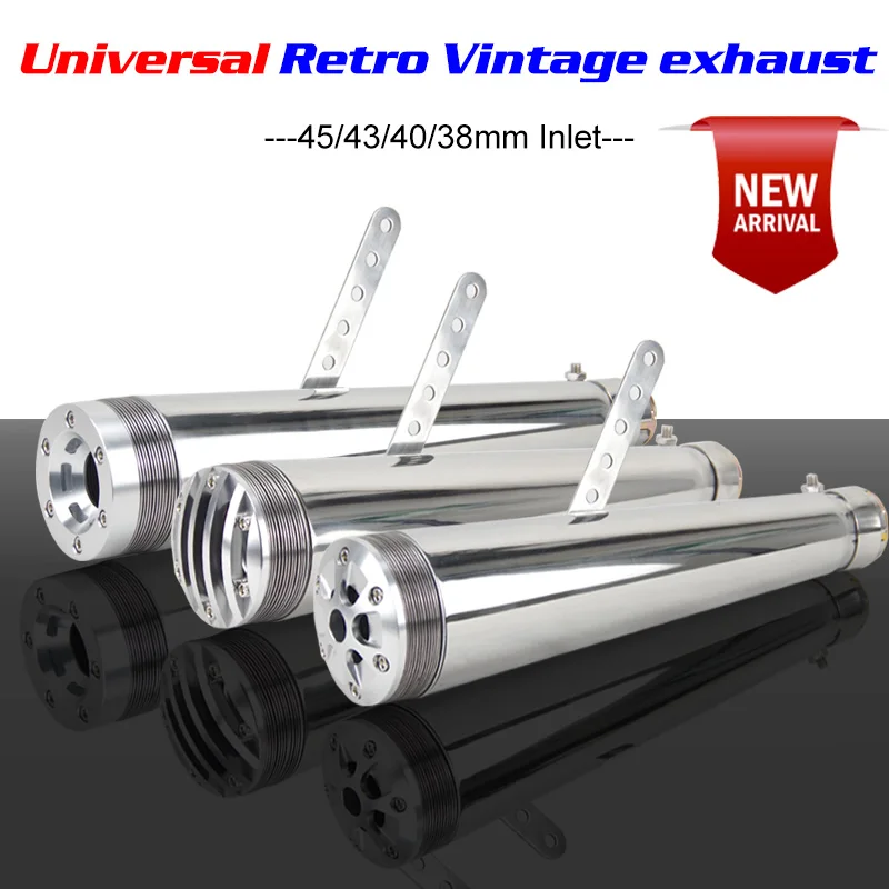

38/40/43/45mm inlet Antque retro Motorcycle exhaust Electroplating chrome black vintage escape with db killer for XV950 M800 120