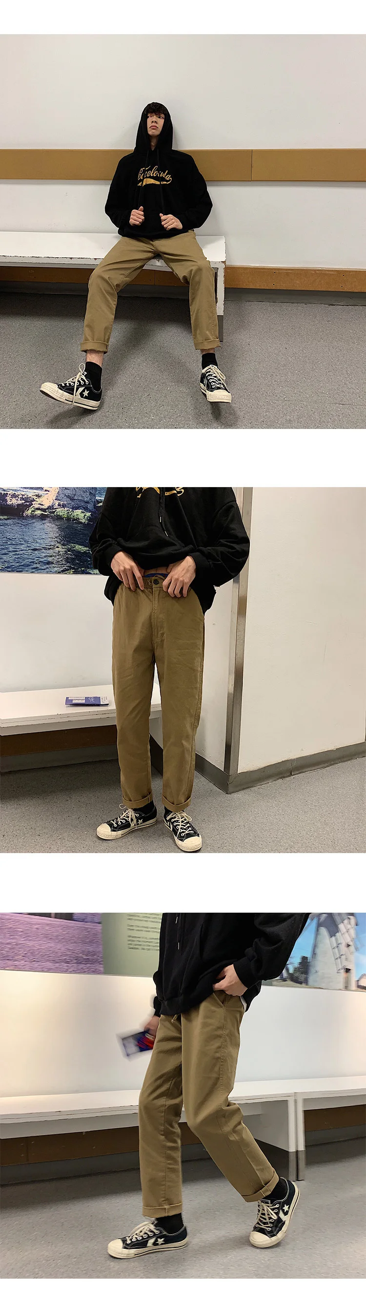 2019 японский стиль мужские хлопковые шаровары Повседневные Брюки карго прямые брюки хаки/серый/черный цвет брюки свободные джоггеры