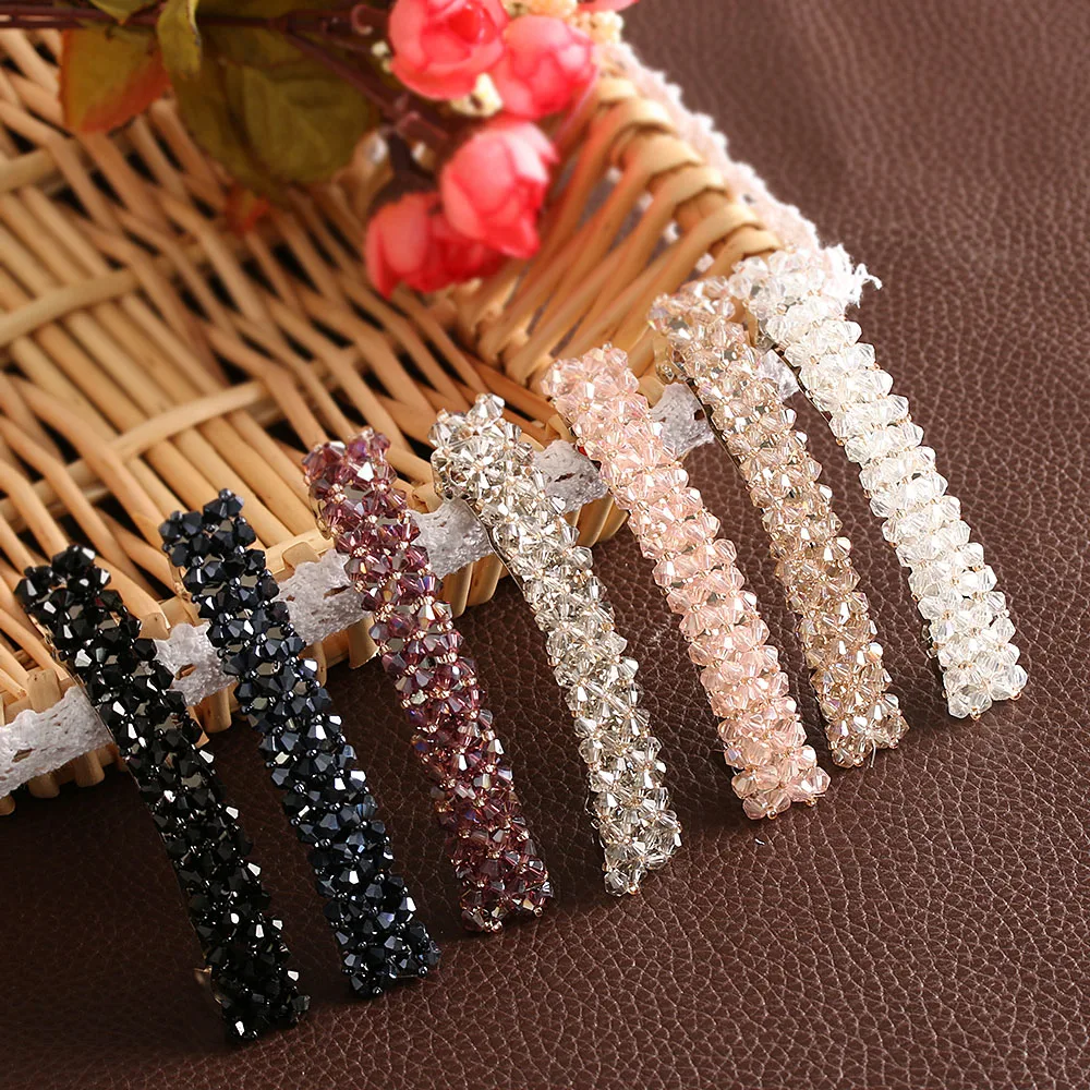 

HOT 1Pcs Bling Crystal Hairpins Headwear forWomen Girls Rhinestone Hair Clips Pins Barrette Styling Tools Accessories 7 Colors