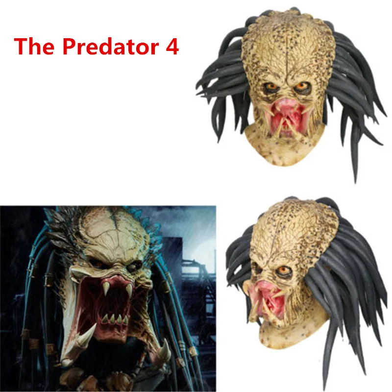 

High Quality Movie The Predator Cosplay Mask Latex Helmet Props Antenna Horror Full Head Halloween Party Cosplay Mask Gifts Toys