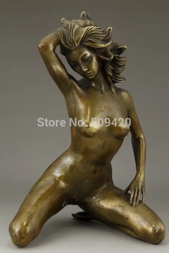 

CHINESE OLD BRONZE HANDWORK CARVING NUDE BELLE LOVE ART STATUE