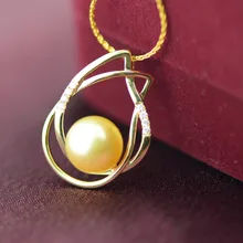 GVBORI 14 К золото 8 шт. diamond 8-9 мм Southsea золотой жемчуг Цепочки и ожерелья подвеска для Для женщин Ювелирные украшения свадебные /партии/Обручение/подарок