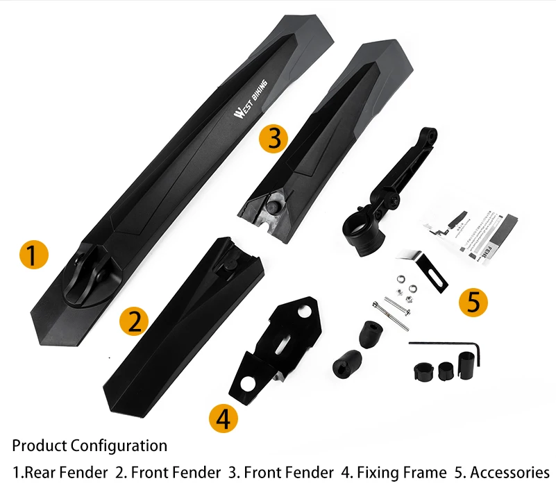 WEST BIKING, 1 пара, крыло для горного велосипеда, Быстроразъемное, переднее, заднее, велосипедные Крылья щитка, брызговик, Аксессуары для велосипеда, крыло для велосипеда