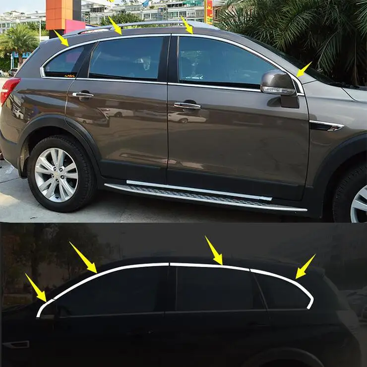 Чехол для автомобиля для Chevrolet Captiva 2008-, 8 шт., нержавеющая сталь, дверная оконная рама, подоконник, Формовочная отделка, автомобильный Стайлинг