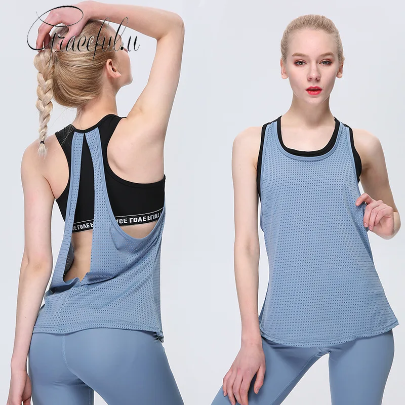 Женская футболка для тренировок, имитация двух частей, жилет, открытая одежда для тренировок, бюстгальтер для йоги, дышащий бюстгальтер однотонного цвета, без рукавов в горошек