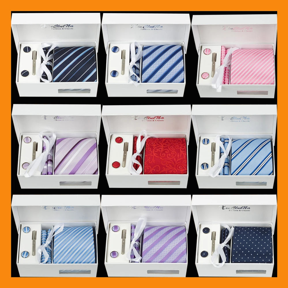

Ikepeibao Formal Wide Men Tie Neckties Set Cufflink Jacquard Woven Promotional Modern Neckties Set