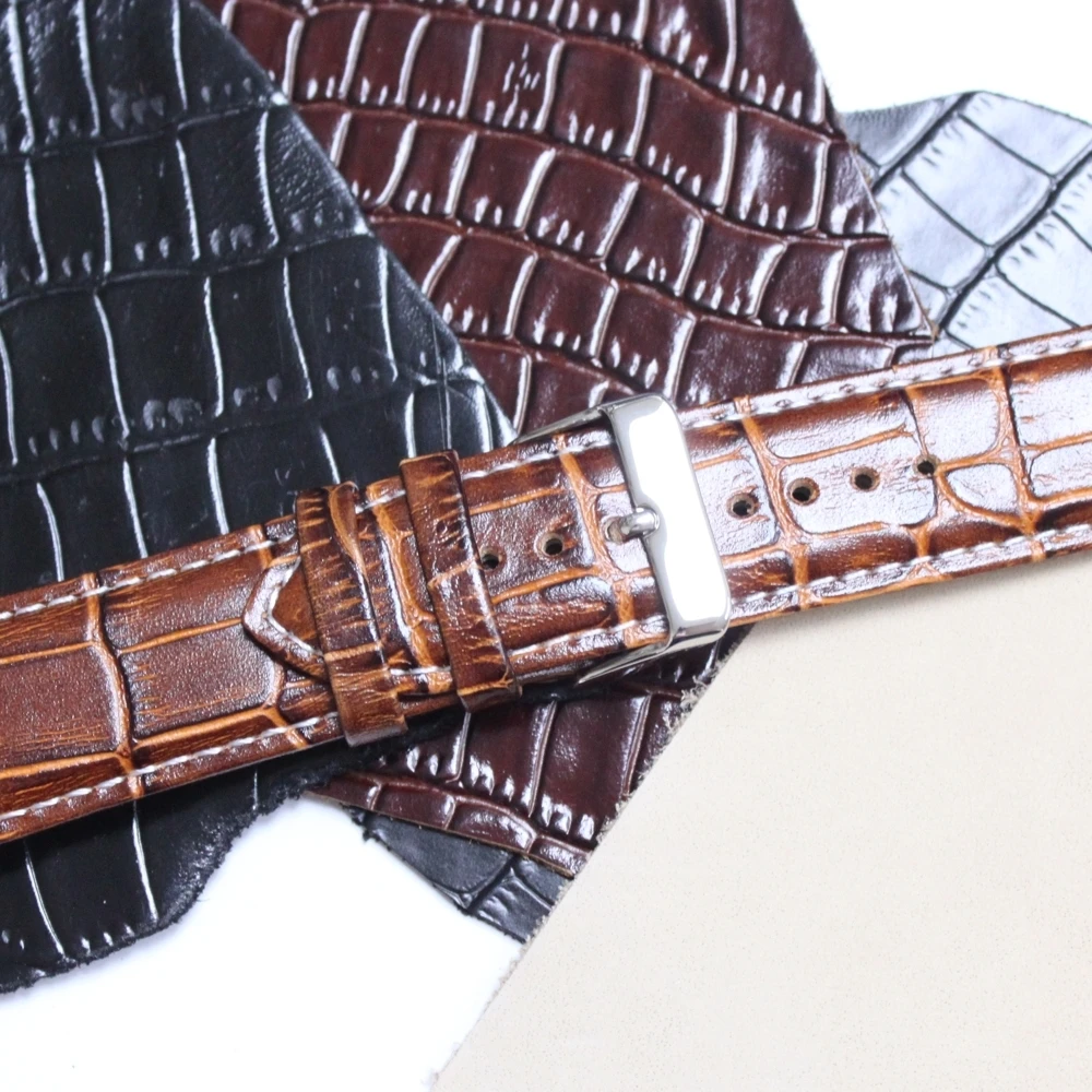 

24mm Strap For Hours Smart Brown All Genuine Leather Unisex Watch Band Straps WB1036A24GB