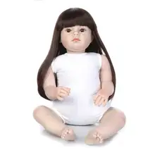 70cm large size silicone girl reborn dolls with long hair /reborn-doll-kits baby clothing model bebe toys