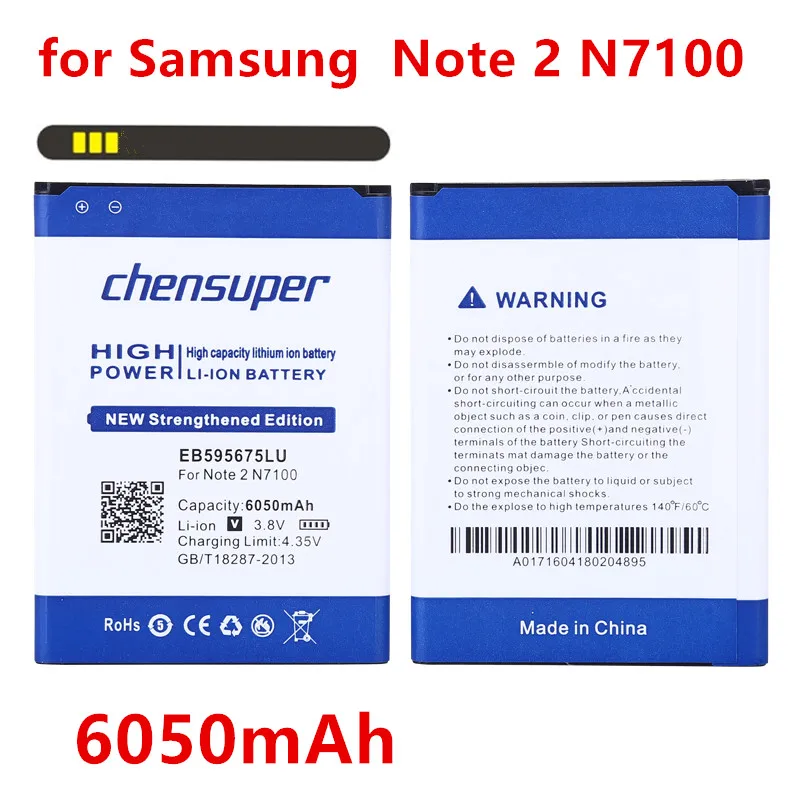 2019 новый аккумулятор 6050 мАч EB595675LU для Samsung Galaxy Note 2 II note2 N7100 E250 LTE N7105 N7102 T889 L900 Verizon