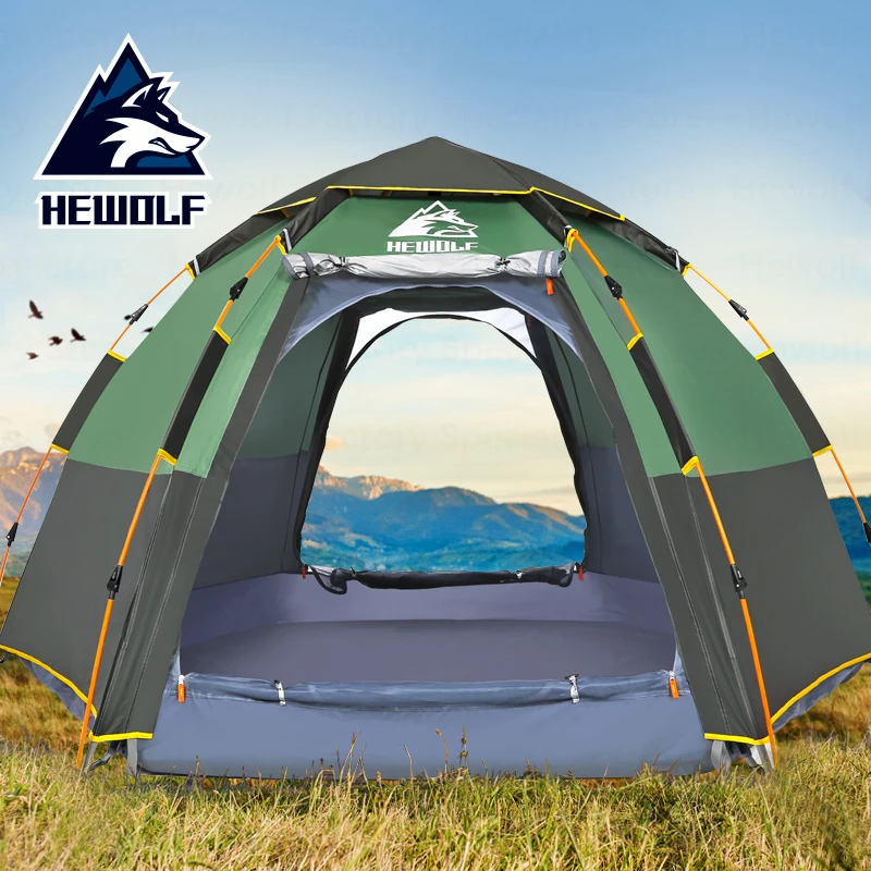 Hewolf Outdoor Camping Tent Double Layer Automatic Tent Wateroproof 5 8