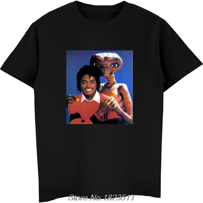 Michael Jackson & E.T T Shirt Shirts Tee Vintage Retro Thriller Men High Quality Tees Top Tee T-Shirt Harajuku Streetwear