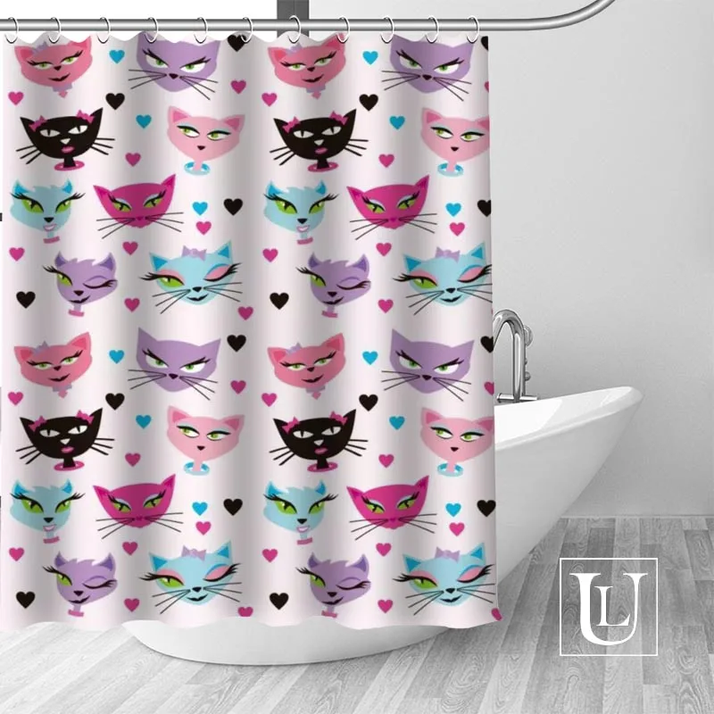 

Custom cartoon cat Shower Curtain MORE SIZE Waterproof Fabric Shower Curtain for Bathroom Decor Dropshipping