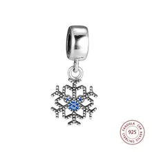 925 пробы Серебряная мышь сверкающая Снежинка Подвеска Шарм бусины для изготовления ювелирных изделий Подходит браслет