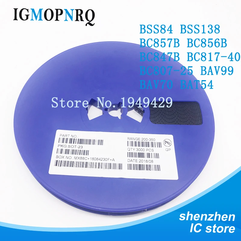 3000 шт. BSS84 BSS138 BC857B BC856B BC847B BC817-40 BC807-25 BAV99 BAV70 BAT54 SOT-23 PD J1 3F 3B 1F 6C 5B A7 A4 KL3 SOT23 | Электронные