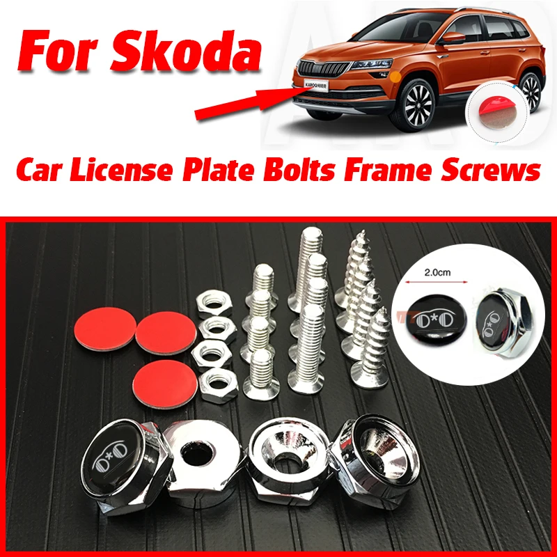 

Bolts Car License Plate Frames Cap Sticker Decals Auto accessories for Octavia a5 a7 rs Rapid Kodiaq Fabia Superb A7 car Styling