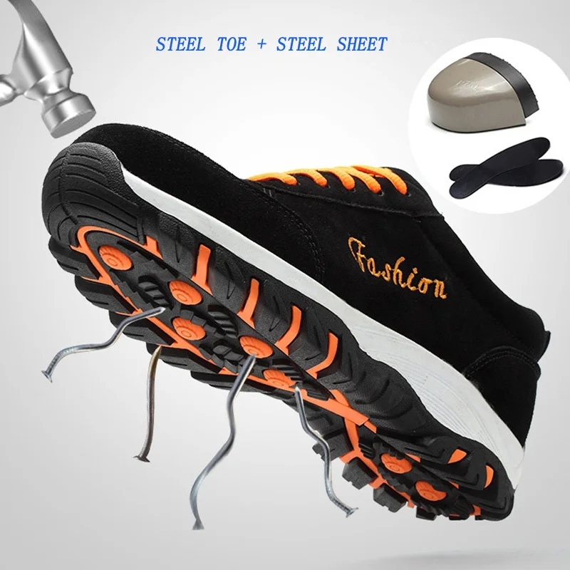 

HOMASS Hight Quality Men Steel Toe Safety Work Shoes Breathable Hiking Sneaker Multifunction Protection Anti smashing Footwear