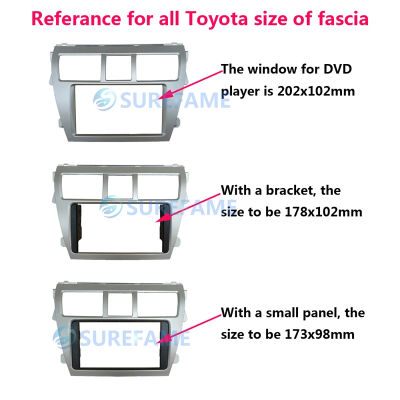 Автомагнитола Facia для Toyota Corolla Spacio 2001-2007, Corolla Verso 2001-2004 панель приборной панели, комплект, рамка, накладка, адаптер