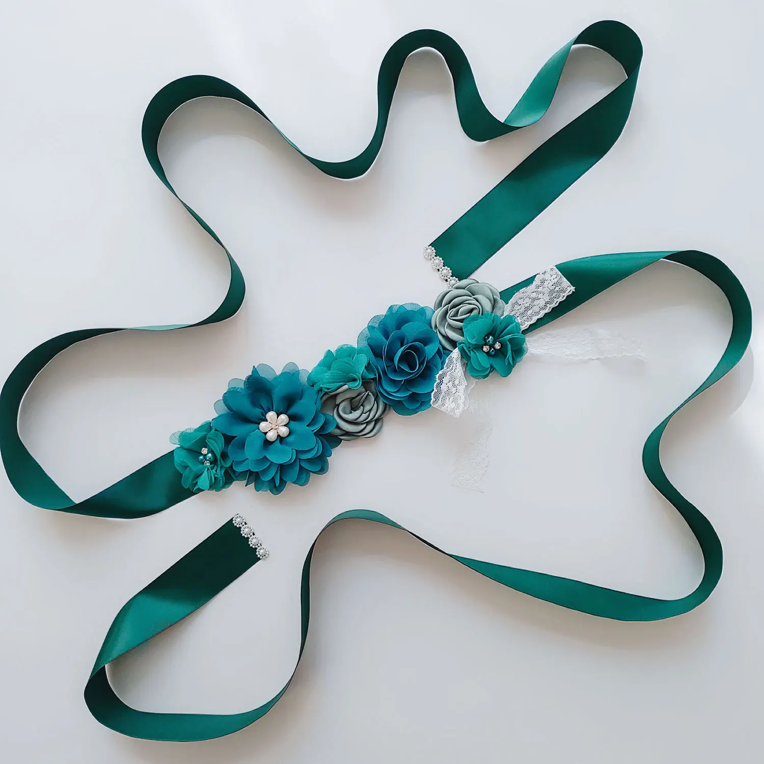 

GOODTIME Fashion Soft Lace Pearl Flower Blossom Belt Flower Girl Bride Bridesmaid Wedding Sashes Ribbons Wedding Dress Belt