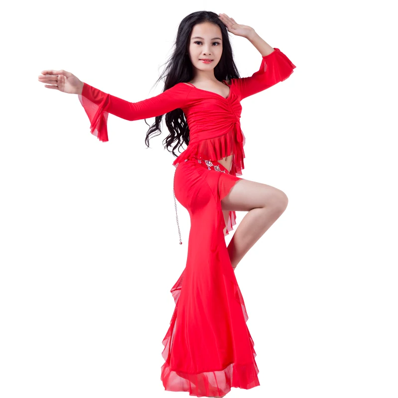 Bellydance Modal Spaghetti Strap Belly dance Irregular Skirt 2pcs set for little Girl/children